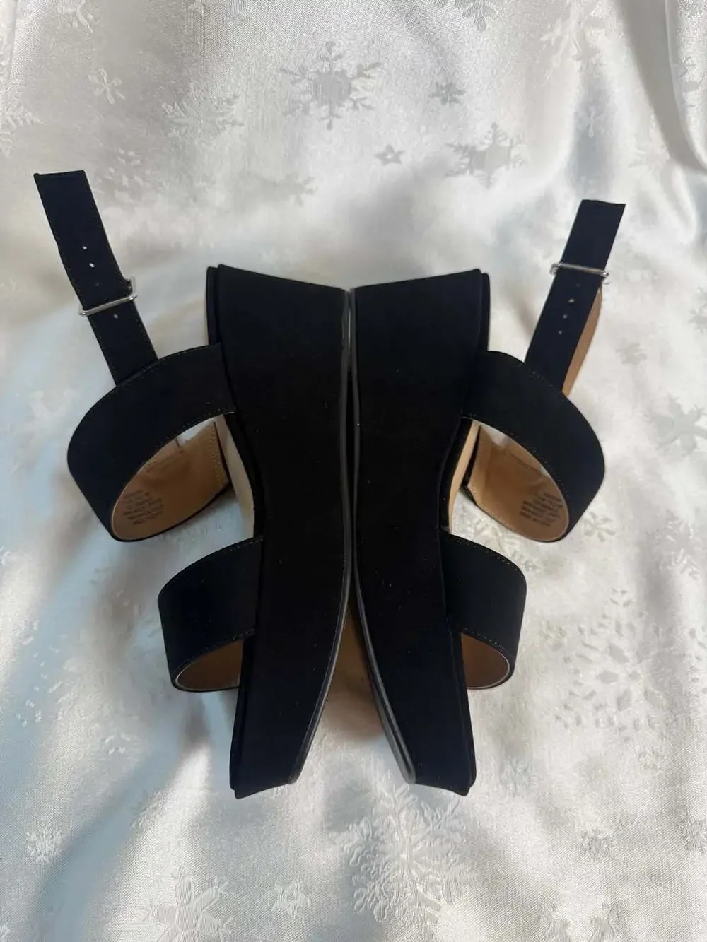 Style & Co Ardenn Black Platform Wedge Sandals Double Strap Y2K Womens 7.5
